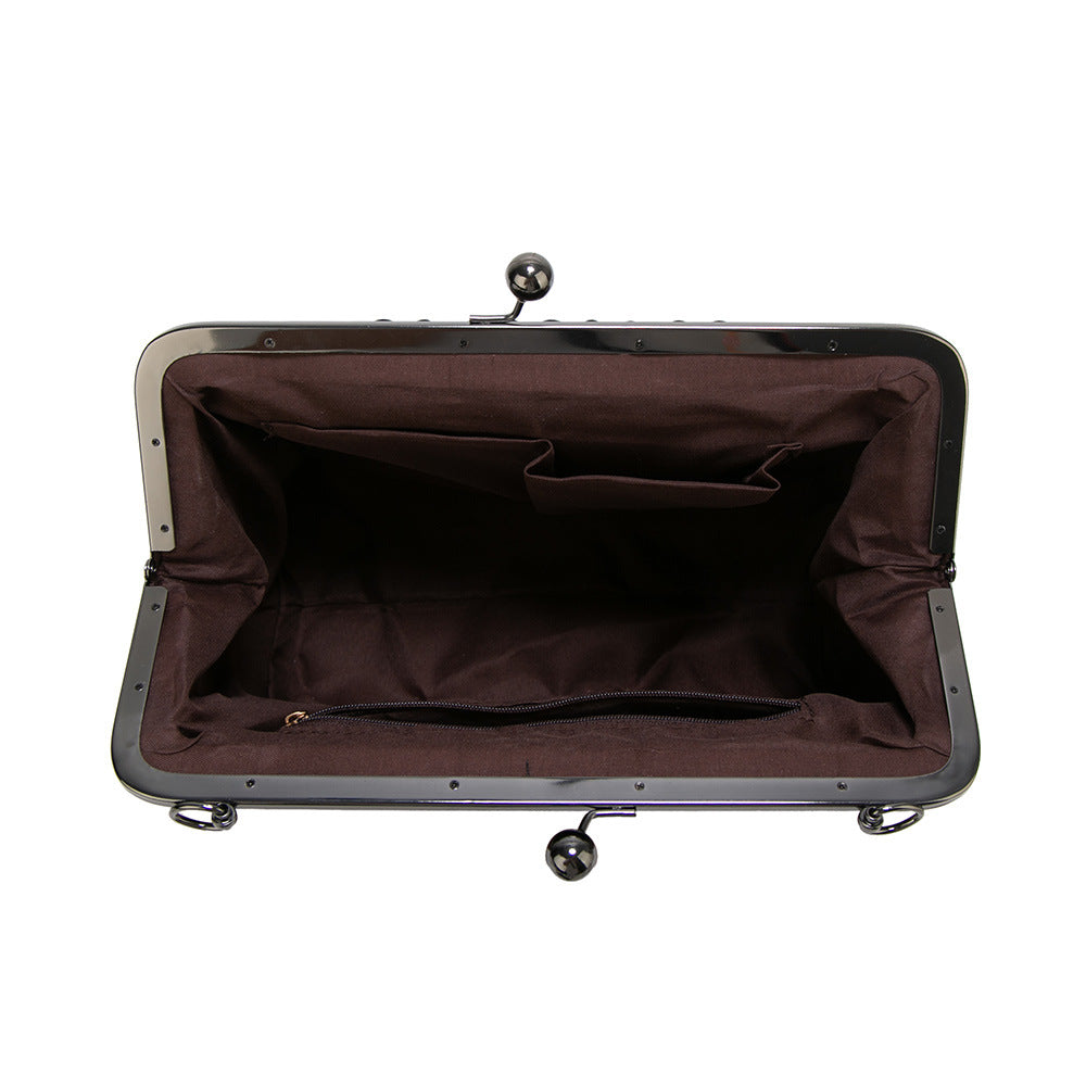 2024 Foreign Trade New Style Women's Bag Handbag Shoulder Bag Crossbody Bag Women's Bag Clip Bag British Vintage Big Bag