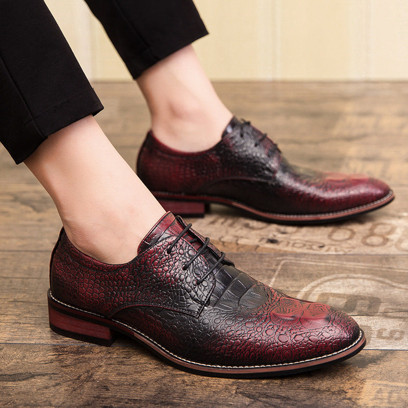 8691 Plus Size Crocodile Style Leather Shoes Slip-on Stylist Korean Style Men's Shoes British Casual Dress Business Shoes