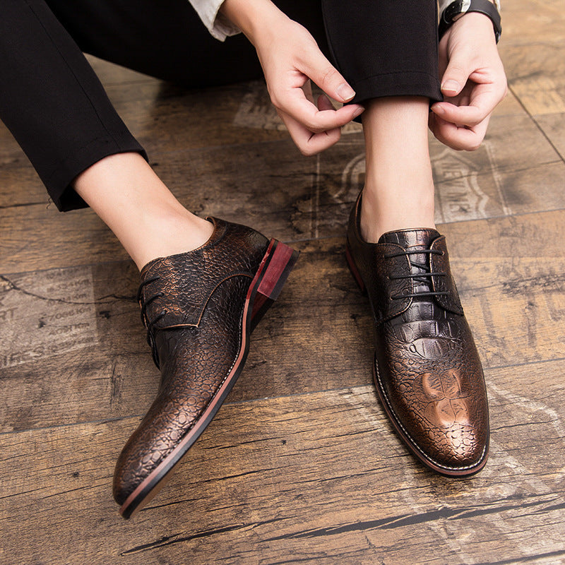 8691 Plus Size Crocodile Style Leather Shoes Slip-on Stylist Korean Style Men's Shoes British Casual Dress Business Shoes