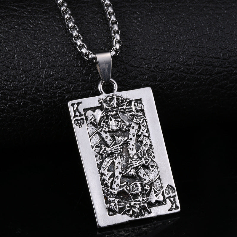 European And American Hot Hip Hop Compasses Vintage Necklace Titanium Steel Men's Chain Tai Chi Simple Stainless Steel Pendant