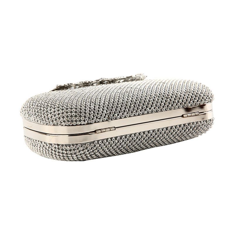 Cross-Border Quality Evening Bag Encrusted With Pure Manual Rhinestone Evening Bag Enlarged Version Flower And Leaf Cover Hand Bag In Stock
