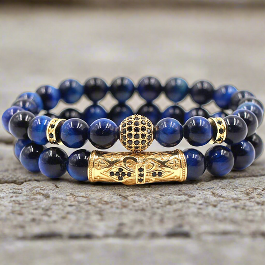 Natural Stone Micro-inlaid Copper Bracelet Tiger Eye Zircon Bracelet