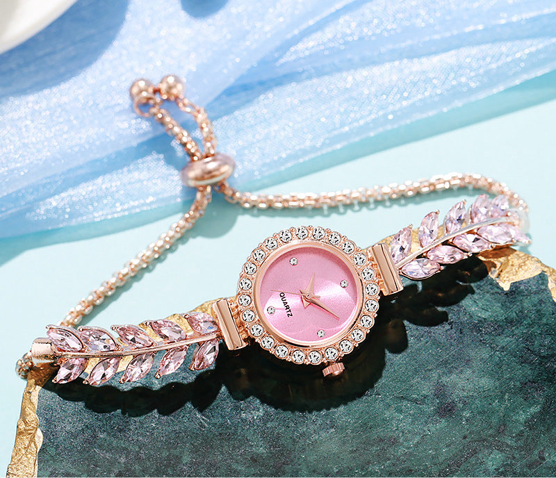Quartz Watch Rhinestone Free Adjustment Jewelry