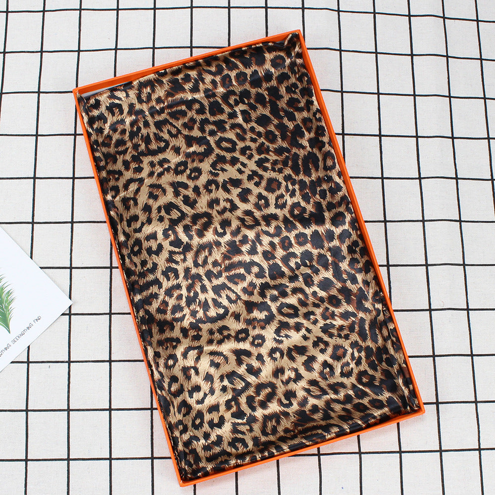 Leopard Print Silk Scarf 90*90cm Large Square Silk Scarf Imitation Silk Scarf Europe And The United States Amazon Leisure Turban
