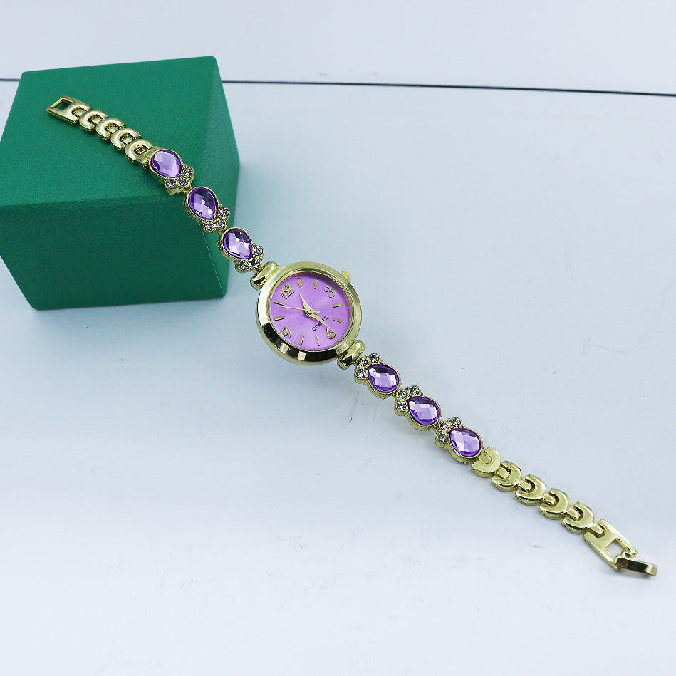 European And American Fashion Women's Watch Explosive Chalcedony Diamond Light Luxury Temperament Bracelet Watch Student Cat Claw Pattern Women's Watch In