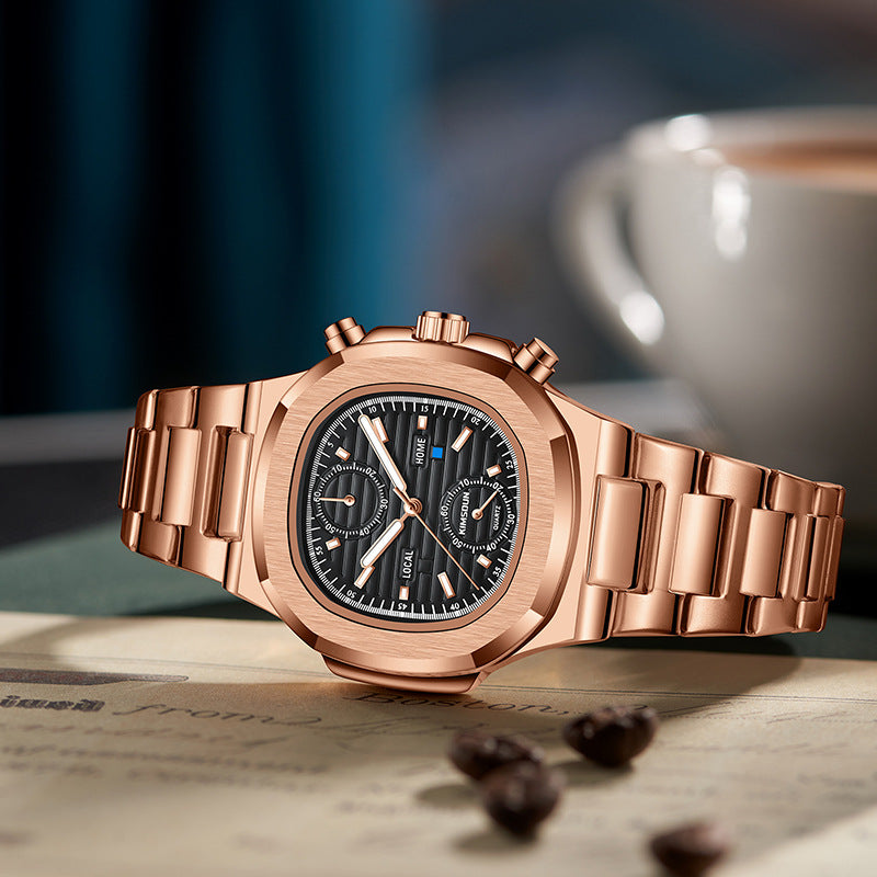 New Golden Seton Brand Nautilus Watch Cross-border Men's Watch Waterproof Multifunctional Quartz Watch Business Men's Watch