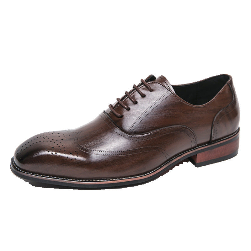 Factory Outlet Bullock Leather Shoes Men's Carved British Style Korean Wedding Groom Shoes Hair Stylist Tassel Men's Shoes