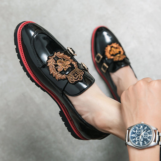 Cross-border Plus Size Summer Slip-on Leather Shoes Men's Korean-style Pointed-toe Loafers British-style Casual Lazy Hair Stylist Leather