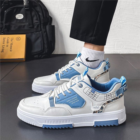 Autumn Men's Breathable Canvas Shoes Men's Korean-style Fashionable All-match White Shoes Thick-soled Sports Casual Sneakers Fashion Shoes