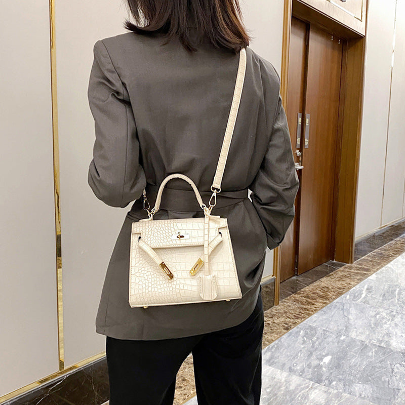 European And American Simple Bags Crocodile Pattern Women's Portable Kelly Bag 2023 New Fashion Western Style Shoulder Crossbody Bag