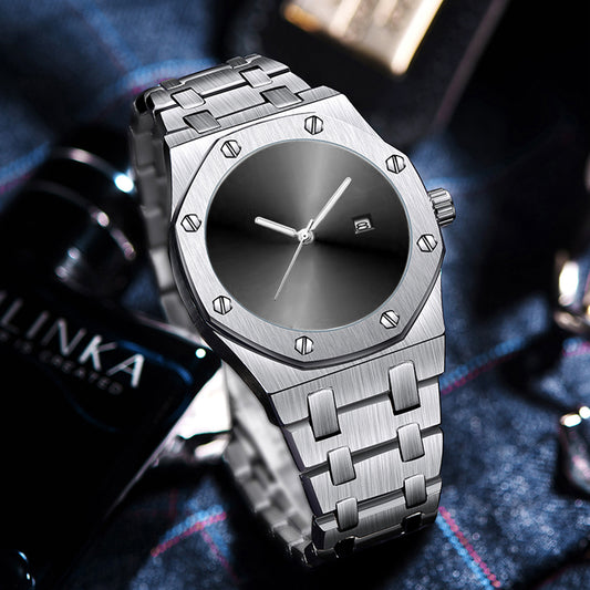 PINTIME/product Time Foreign Trade Cross-border E-commerce Men's Watch Personality Creative Trendy Black Technology Cool Steel Belt Watch