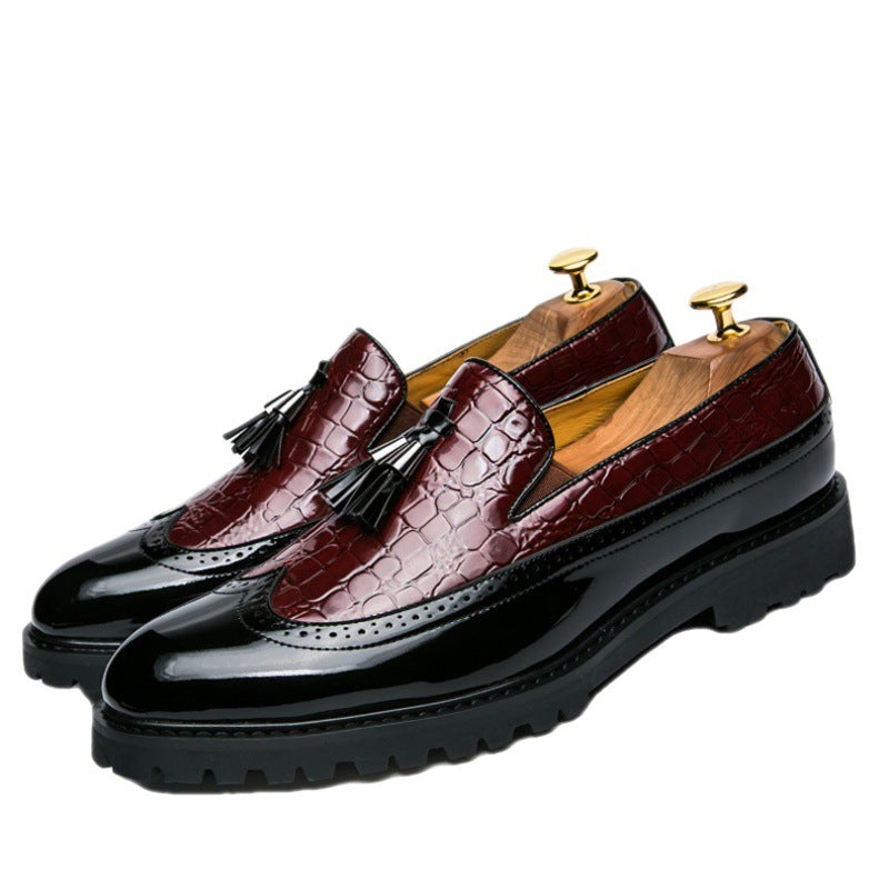 2025 New Leather Shoes Export Korean Style Trendyy Fashion Slip-On Casual Leather Shoes Men's Brocade Flower