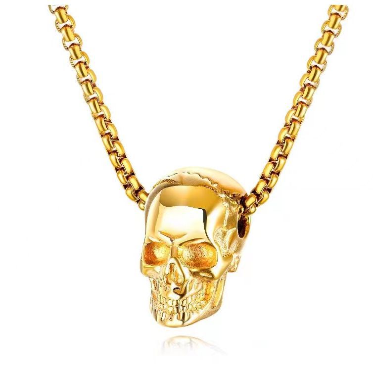 Cross-border Explosions Titanium Steel Anti-fading Oil Pressure Skull Head Accessories Hip-hop Punk Men's Pendant Manufacturers Accessories Wholesale