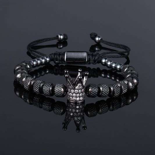 European And American Cross-border Explosions Retro Joker Stainless Steel Pineapple Beads Woven Bracelet Crown Roman Numerals Suit Bracelet
