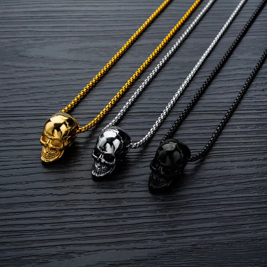Cross-border Explosions Titanium Steel Anti-fading Oil Pressure Skull Head Accessories Hip-hop Punk Men's Pendant Manufacturers Accessories Wholesale