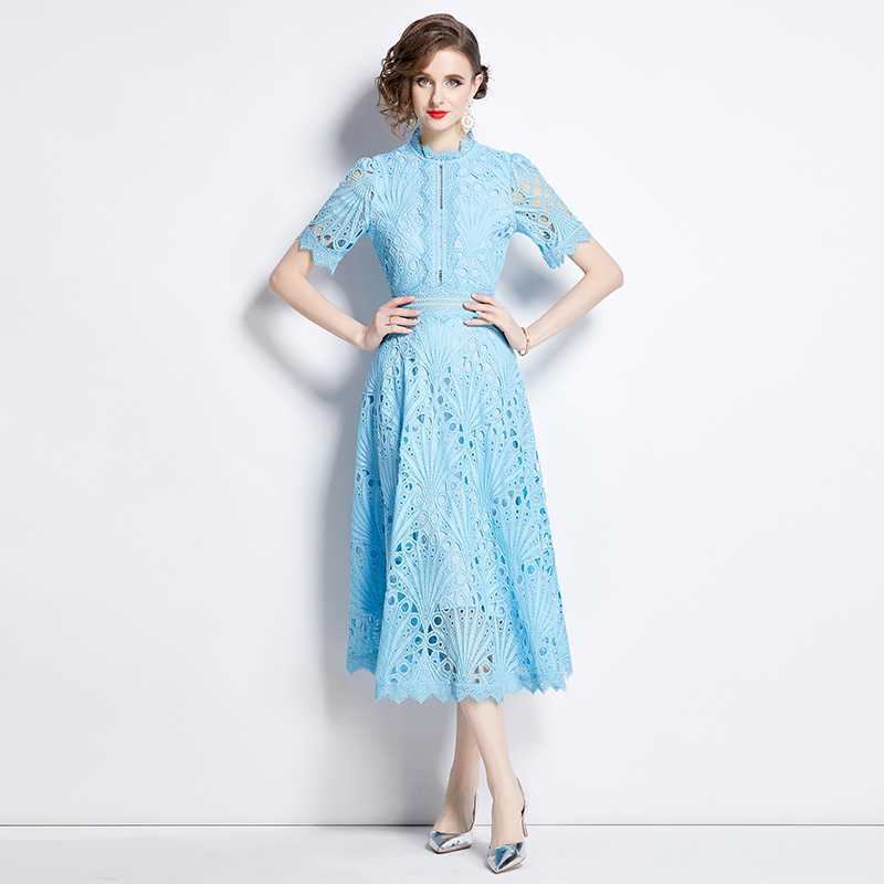 Socialite High-class Lace Dress Women's Summer Crochet Embroidery Design Niche Chic Dairy Elegant Skirt