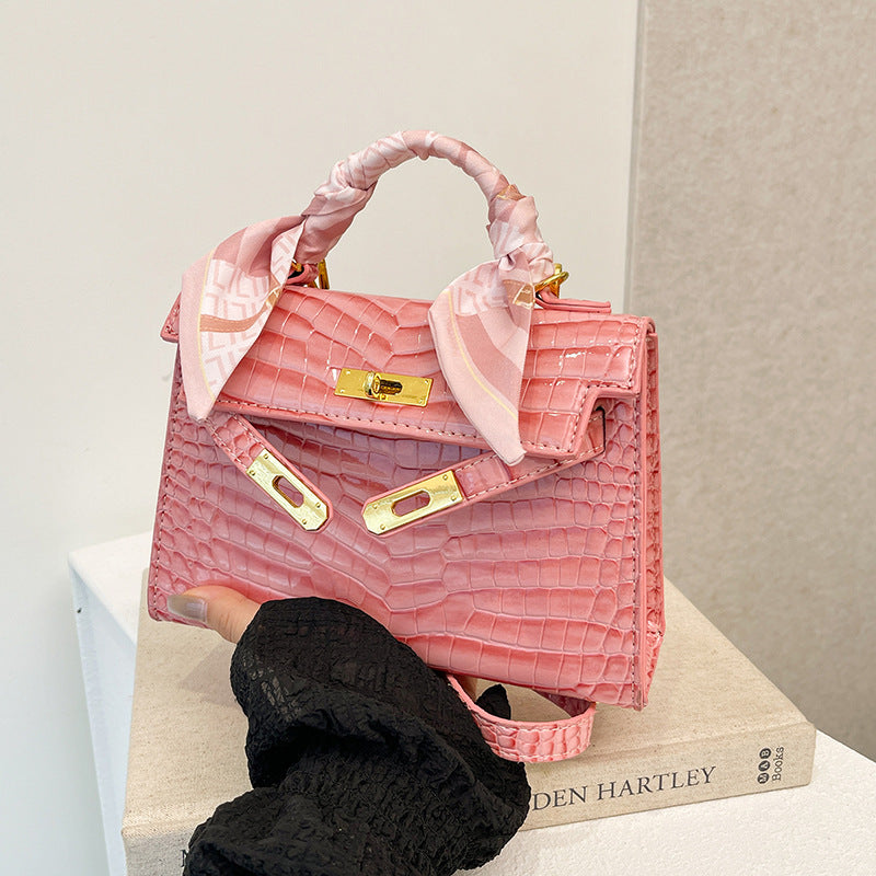 Cross-border Texturized Kelly Bag 2024 Summer New Handbag Crocodile Pattern Shoulder Bag Vintage All-match Crossbody Bag For Women