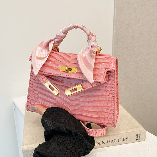 Cross-border Texturized Kelly Bag 2024 Summer New Handbag Crocodile Pattern Shoulder Bag Vintage All-match Crossbody Bag For Women
