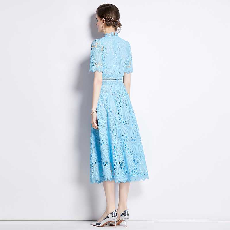 Socialite High-class Lace Dress Women's Summer Crochet Embroidery Design Niche Chic Dairy Elegant Skirt
