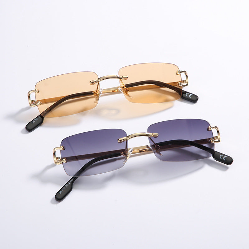 50708 Square Frameless Trimming Sunglasses Women's European And American Fashion INS Style Street Fashion Sunglasses Personalized Small Glasses
