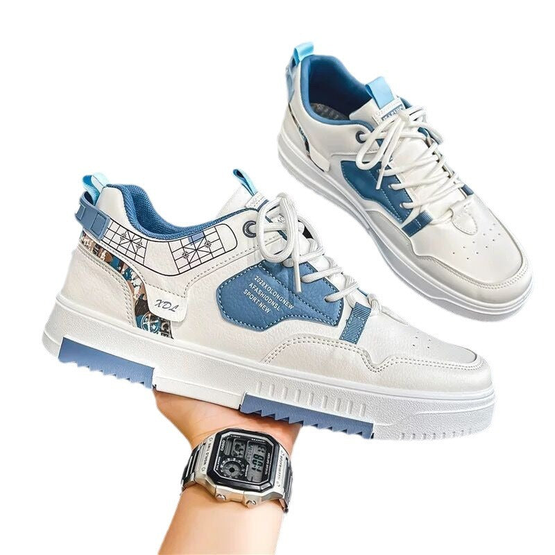 Autumn Men's Breathable Canvas Shoes Men's Korean-style Fashionable All-match White Shoes Thick-soled Sports Casual Sneakers Fashion Shoes