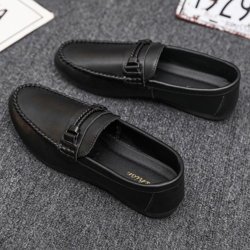 High-end Formal Dress Summer Soft Bottom Business Work Waterproof Lightweight Leather Men's Lefu Shoes Men's Thick Bottom Breathable