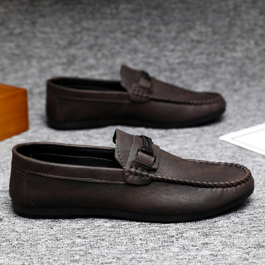 High-end Formal Dress Summer Soft Bottom Business Work Waterproof Lightweight Leather Men's Lefu Shoes Men's Thick Bottom Breathable