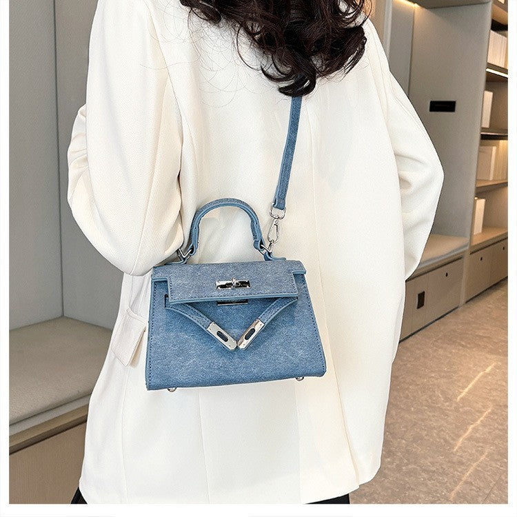 2024 Spring And Summer New Hand Carried Kelly Bag Women's Retro High-end Shoulder Bag Stylish Fashionable Square Bag Crossbody Bag