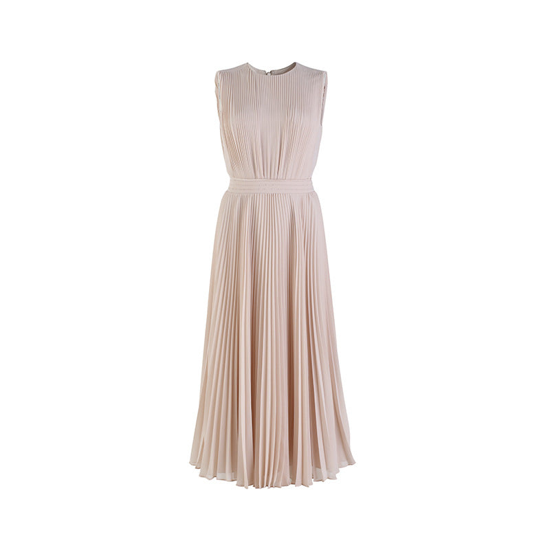 Ruthless Beauty Ruthless Temperament! Romantic Elegant Summer Gentle Powder Pleated Skirt High Waist Elegant Fairy Vest Dress