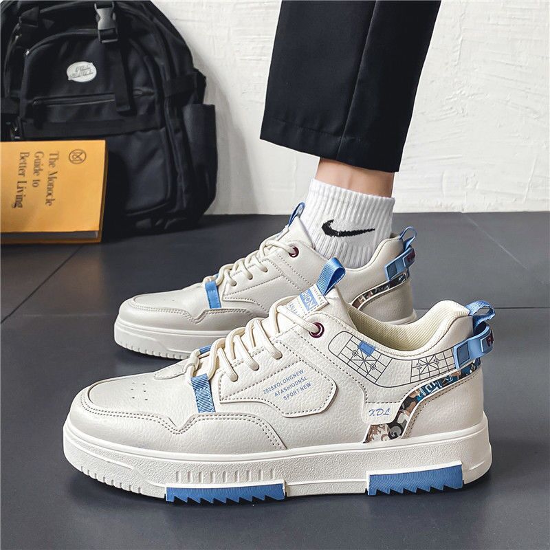 Autumn Men's Breathable Canvas Shoes Men's Korean-style Fashionable All-match White Shoes Thick-soled Sports Casual Sneakers Fashion Shoes