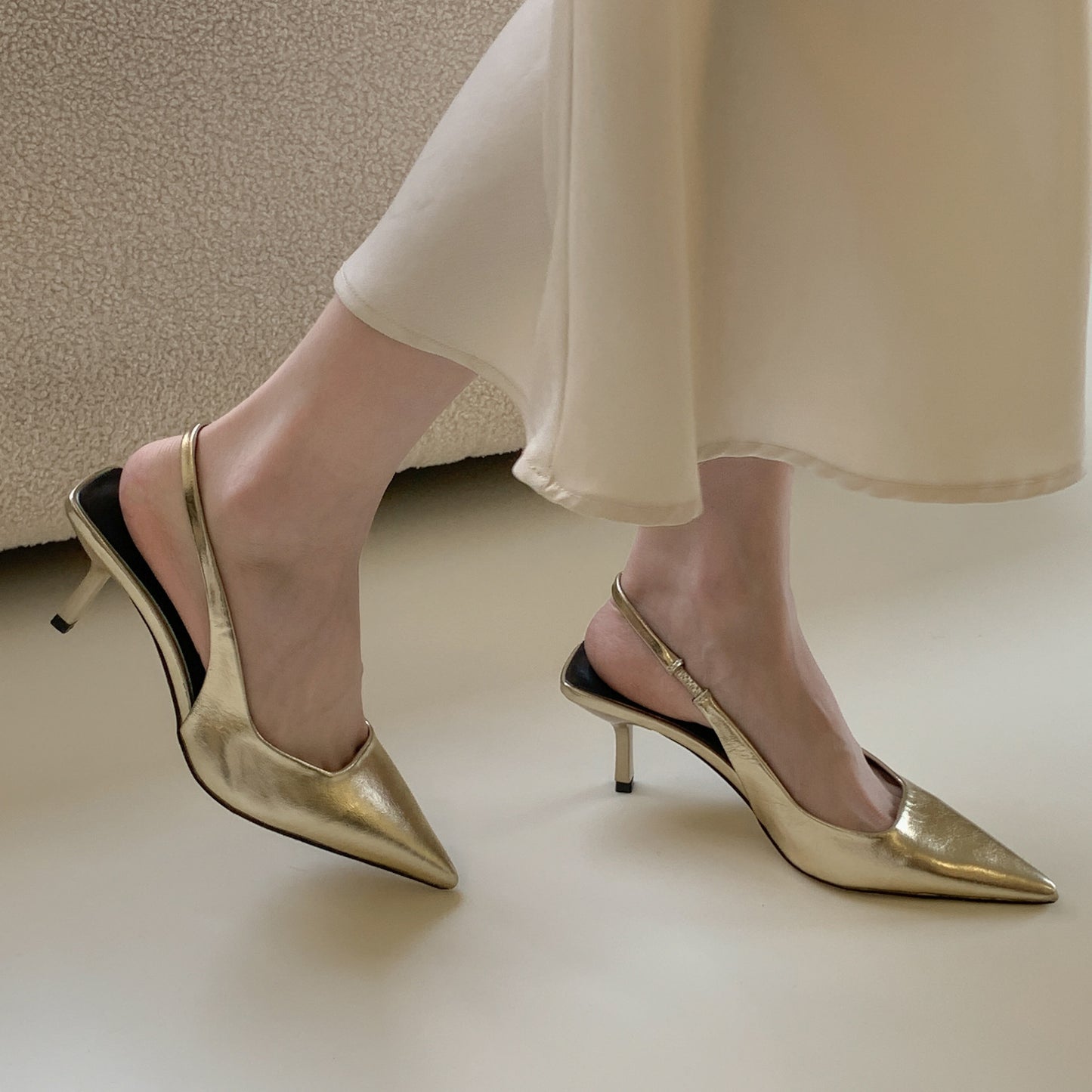 Silver High Heels Pointed Toe Temperament Baotou Sandals Fairy Shoes 2025 New Spring And Summer French Hole Shoes