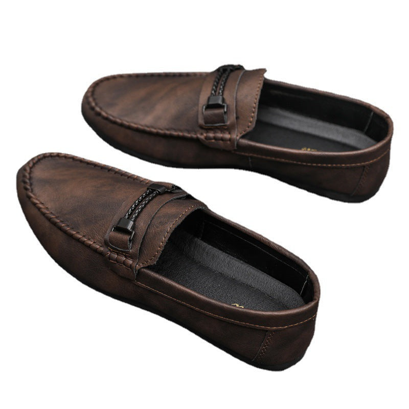High-end Formal Dress Summer Soft Bottom Business Work Waterproof Lightweight Leather Men's Lefu Shoes Men's Thick Bottom Breathable