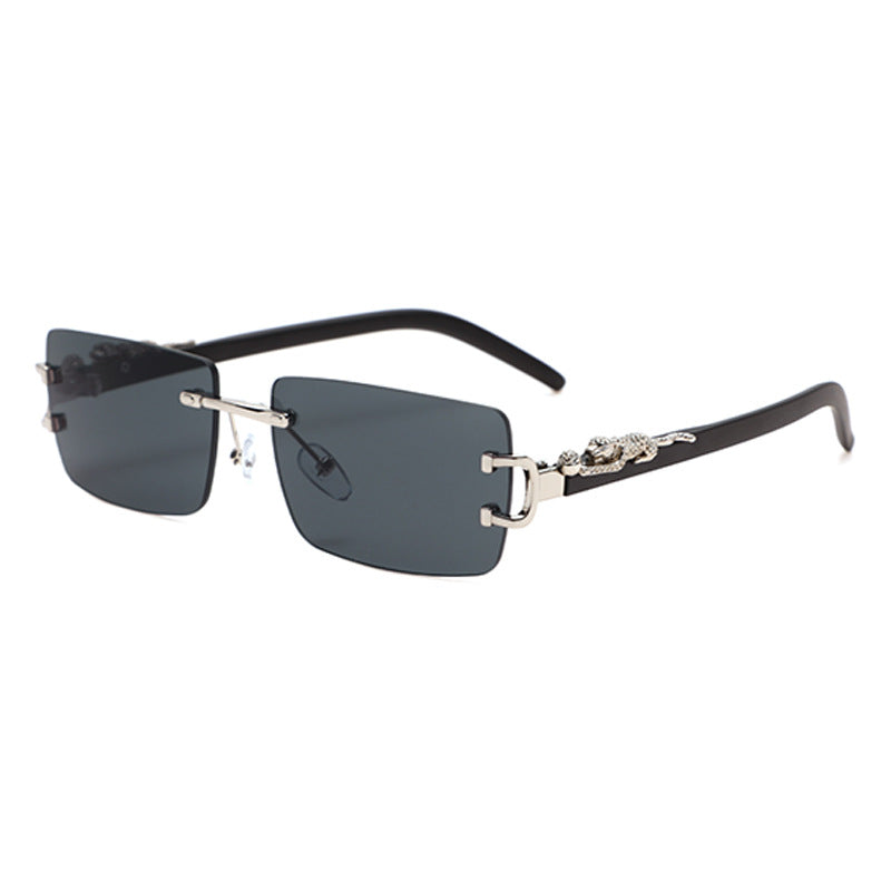 New Jelly Color Frameless Square Sunglasses Metal Leopard Leg Men's And Women's Sunglasses European And American Cross-border Fashion Glasses