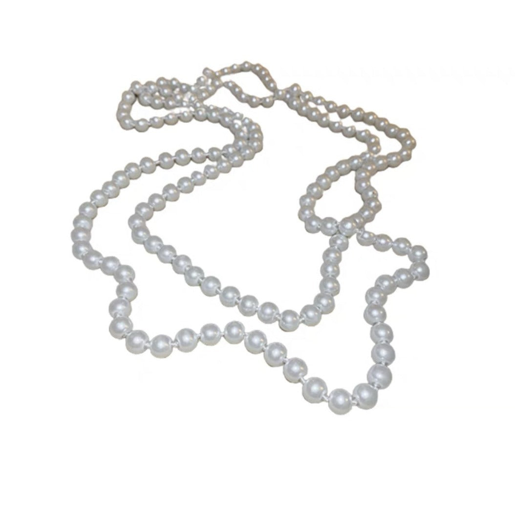 Shijiazu Stacked With Long Pearl Necklace Women's Light Luxury Temperament Sweater Chain Joker High Sense Autumn And Winter Necklace