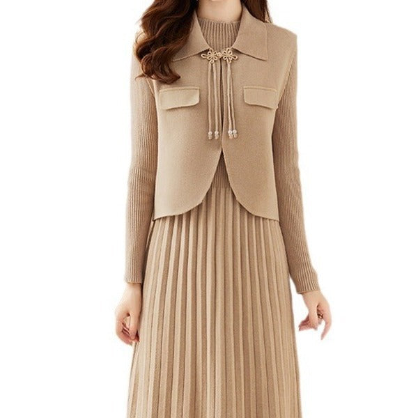 High-end Fashion Sweater Suit Skirt Women's Autumn And Winter 2023 New Chanel Style Two-piece French Knitted Dress