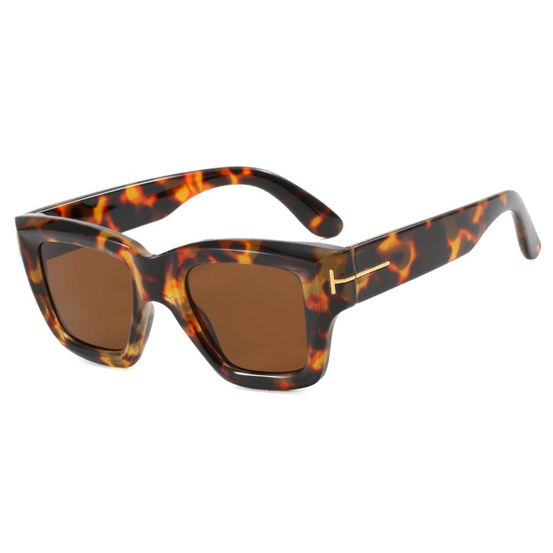 Square Small Frame Sunglasses T-Shaped European And American 2024 New Sunglasses Street Photoshoot Internet Celebrity Sunglasses Women Ins Internet Celebrity