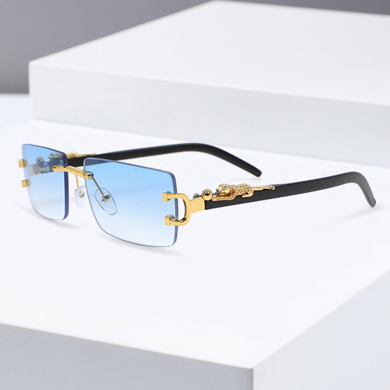 New Jelly Color Frameless Square Sunglasses Metal Leopard Leg Men's And Women's Sunglasses European And American Cross-border Fashion Glasses