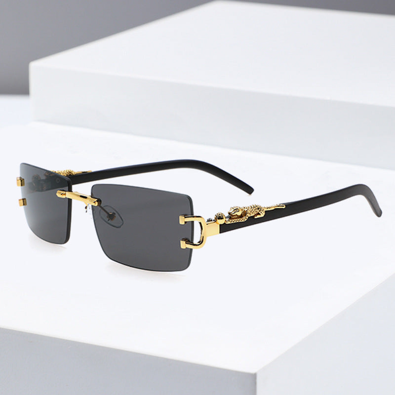 New Jelly Color Frameless Square Sunglasses Metal Leopard Leg Men's And Women's Sunglasses European And American Cross-border Fashion Glasses