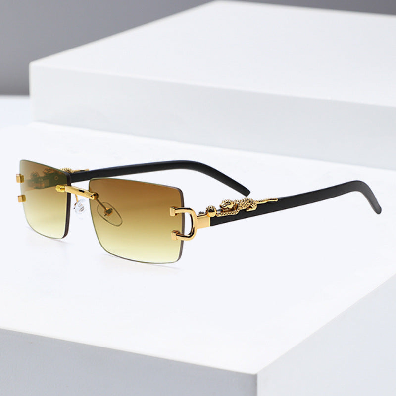 New Jelly Color Frameless Square Sunglasses Metal Leopard Leg Men's And Women's Sunglasses European And American Cross-border Fashion Glasses
