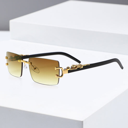 New Jelly Color Frameless Square Sunglasses Metal Leopard Leg Men's And Women's Sunglasses European And American Cross-border Fashion Glasses
