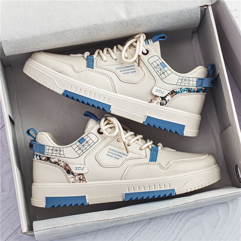 Autumn Men's Breathable Canvas Shoes Men's Korean-style Fashionable All-match White Shoes Thick-soled Sports Casual Sneakers Fashion Shoes