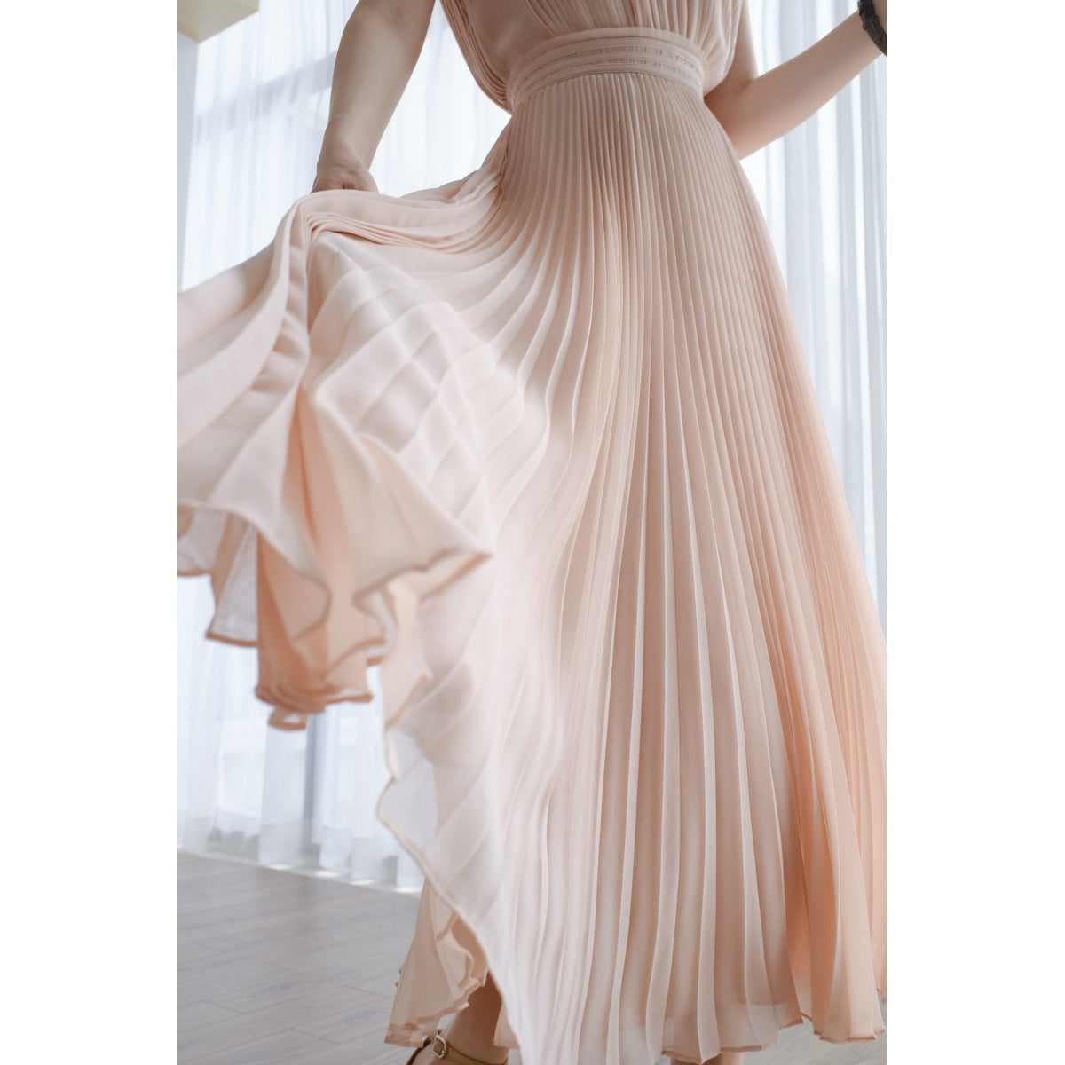 Ruthless Beauty Ruthless Temperament! Romantic Elegant Summer Gentle Powder Pleated Skirt High Waist Elegant Fairy Vest Dress