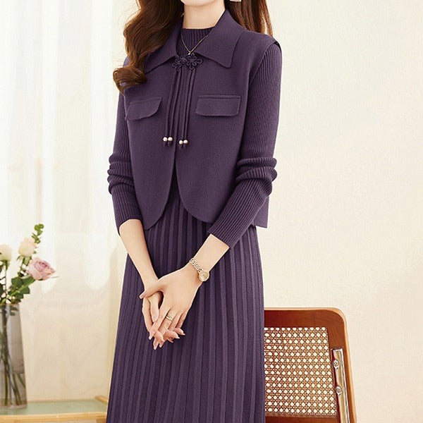 High-end Fashion Sweater Suit Skirt Women's Autumn And Winter 2023 New Chanel Style Two-piece French Knitted Dress