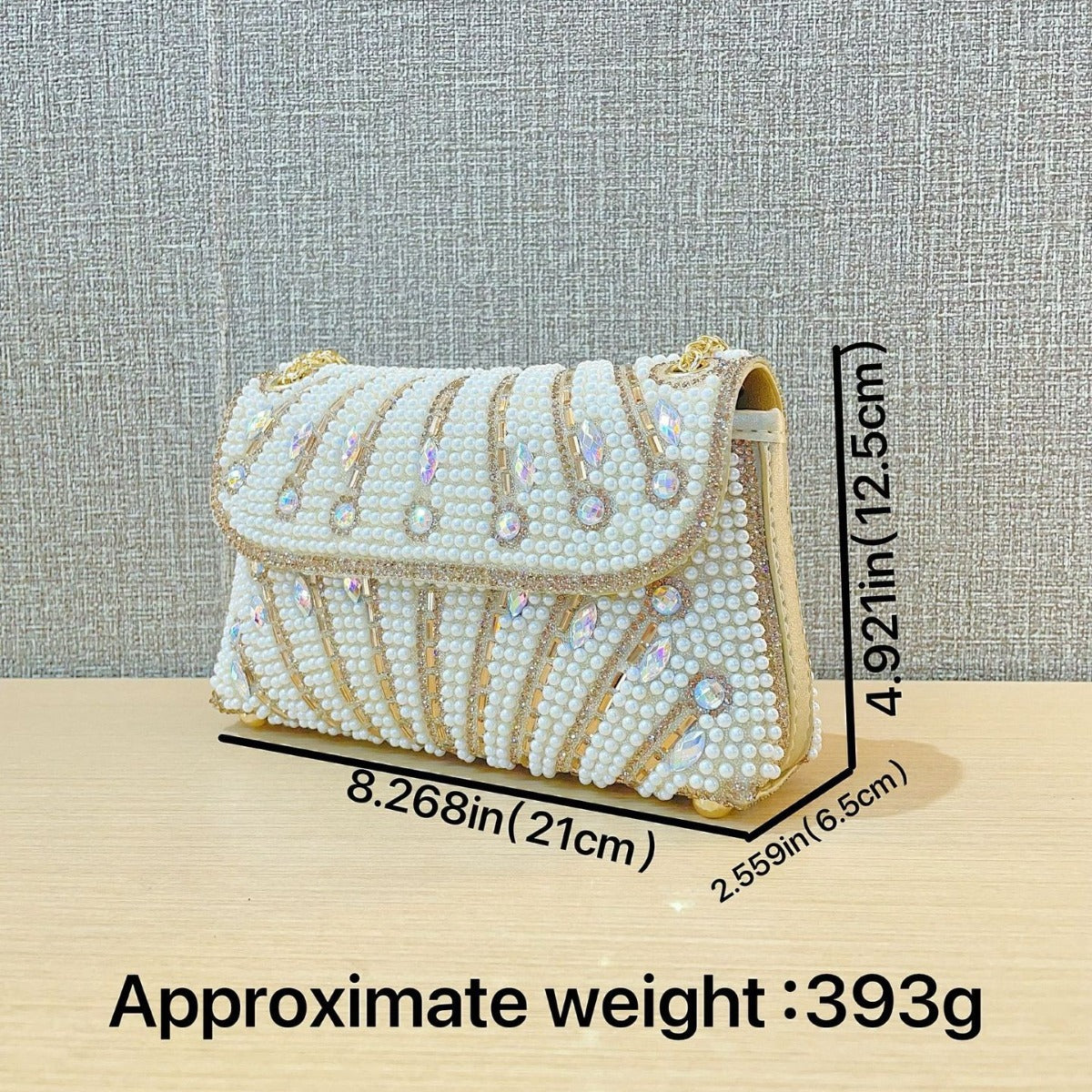 New Cross-border Foreign Trade Handmade Pearl Underarm Bag Banquet Rhinestone Small Square Bag Clutch Bag Shoulder Crossbody Evening Bag