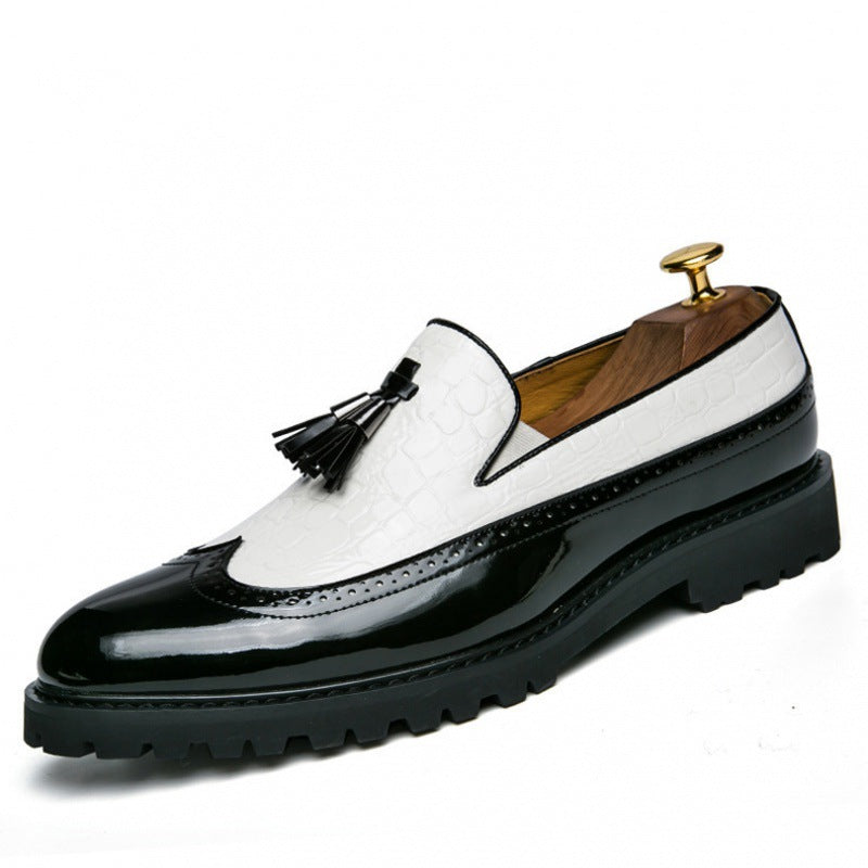 2025 New Leather Shoes Export Korean Style Trendyy Fashion Slip-On Casual Leather Shoes Men's Brocade Flower