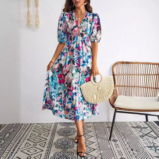 2023 Fashionable Printed Women's Dress Amazon Cross-Border Independent Station Premium Quality Clothing For All Seasons