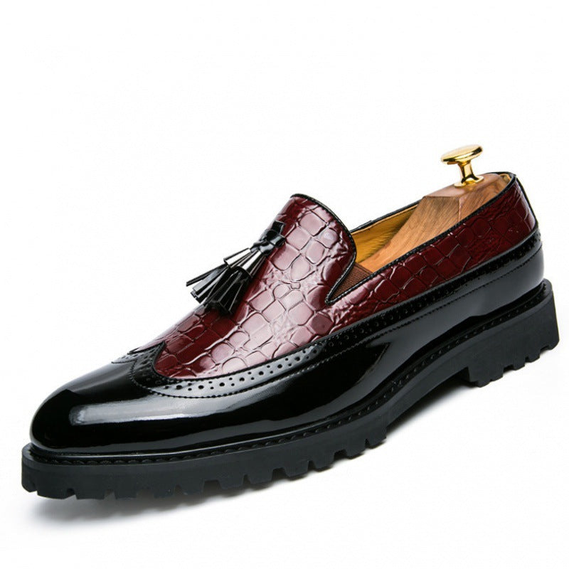 2025 New Leather Shoes Export Korean Style Trendyy Fashion Slip-On Casual Leather Shoes Men's Brocade Flower