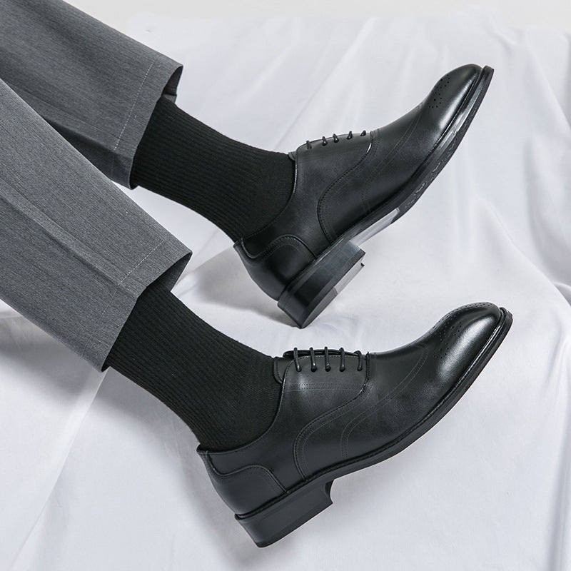 Factory Outlet Bullock Leather Shoes Men's Carved British Style Korean Wedding Groom Shoes Hair Stylist Tassel Men's Shoes