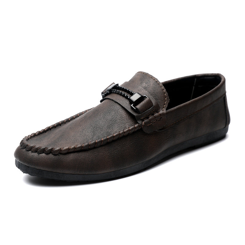 High-end Formal Dress Summer Soft Bottom Business Work Waterproof Lightweight Leather Men's Lefu Shoes Men's Thick Bottom Breathable