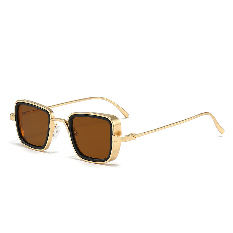 Cross-border New Indian Sunglasses Men's Retro Thick Edge Fashion Metal Box Trendy Sunglasses 58157